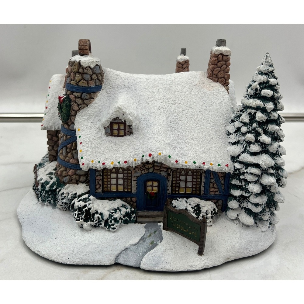 Thomas Kinkade Hawthorne Village Stonehearth Restaurant Christmas Sculpture 2001